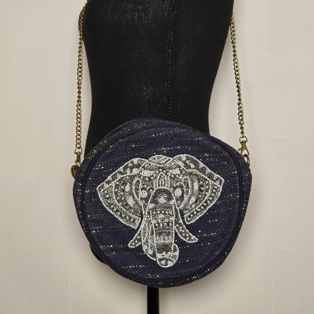 America & Beyond Beaded Elephant Crossbody Bag